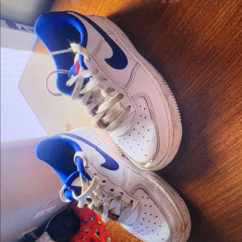 Kids White and Blue Sneakers